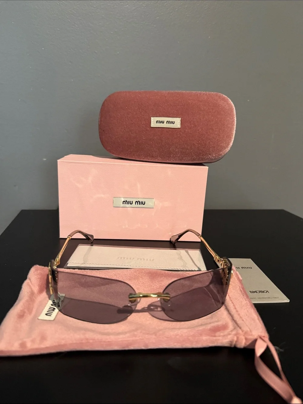 Miu Miu | Accessories | Miu Miu Pink Rimless Sunglasses With  display picture 3